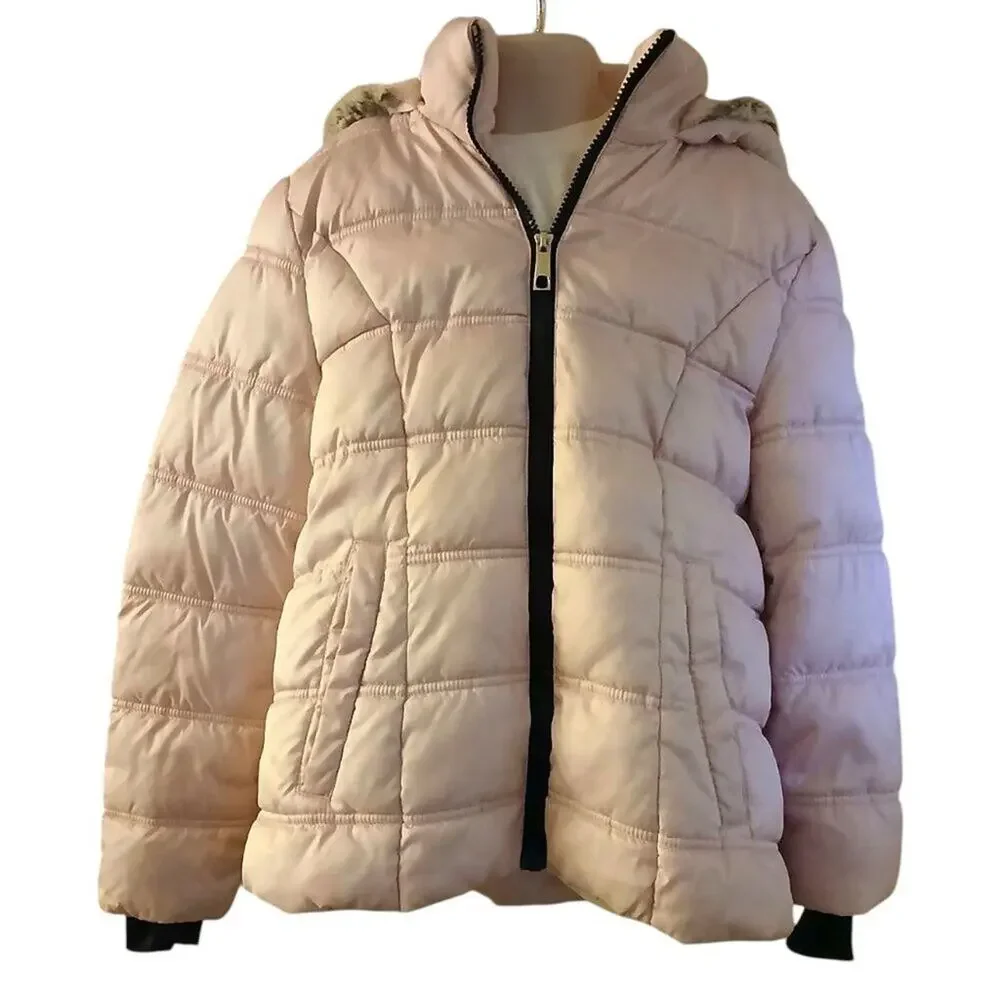 Girls SAGE Collective Pink Puffer Hooded Jacket Size M